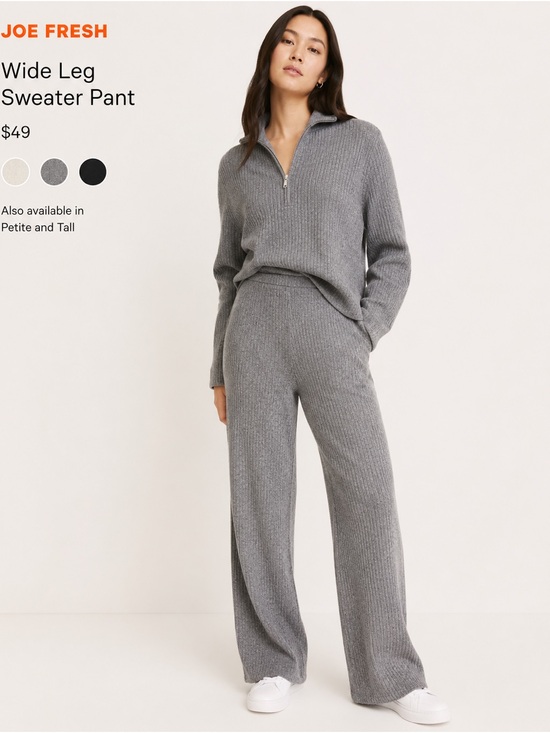 Joe Fresh Pants - Joe Fresh Heather Gray Wide-Leg Knit Sweater Pants